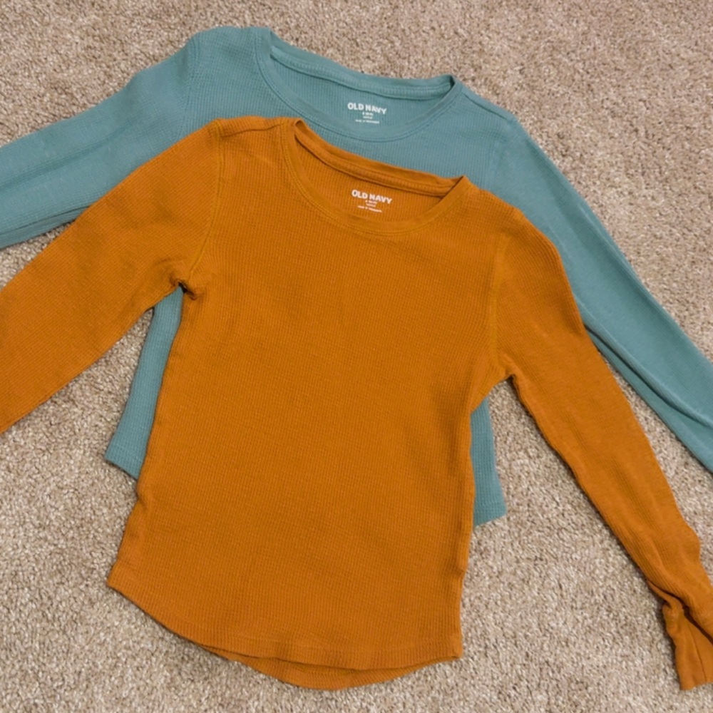 Old Navy Orange and Green Ribbed Tops
